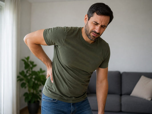 Man Pressing His Lower Back and Flank in Pain