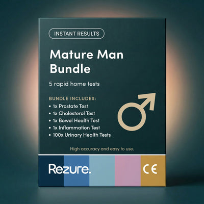 Rezure Mature Man Health Bundle – 5 Essential Rapid Tests for Ageing Well