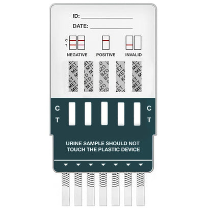 Rapid Urine Drug Test Kit for 10 Common Drugs by Rezure Health Cassette Back - Methamphetamine, Methadone, Benzodiazepines, Ketamine and Methamphetamine