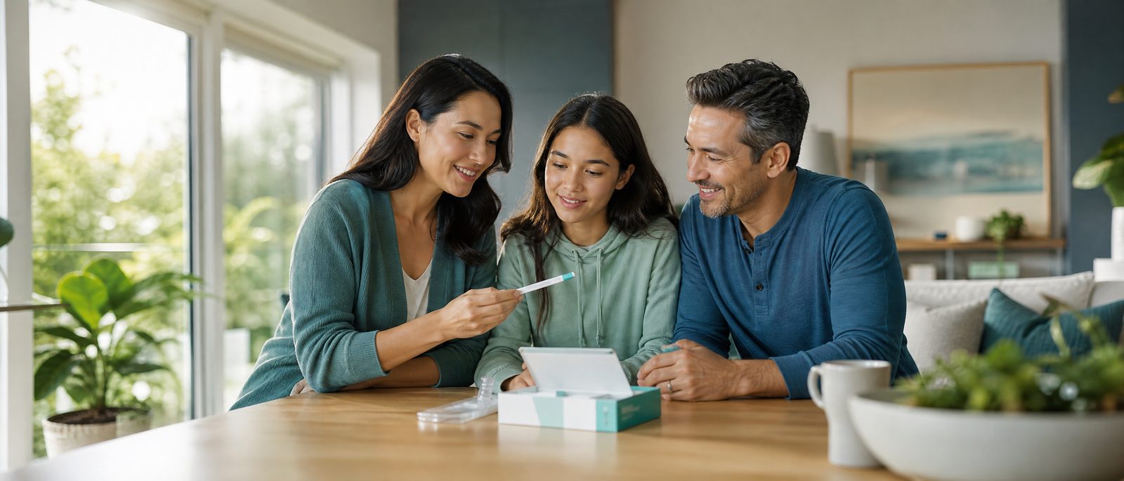 Family using Rezure home health test